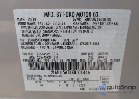 2019 Lincoln Mkt Reserve from USA, damaged, VIN 2LMHJ5ATXKBL01446